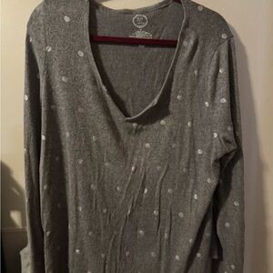 Maurices Gray Knit Top with Burgundy Trim